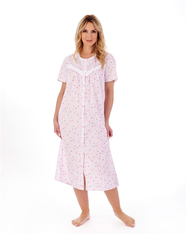 Slenderella Ditsy Floral Print 46" Button Through Woven Nightdress ND01208