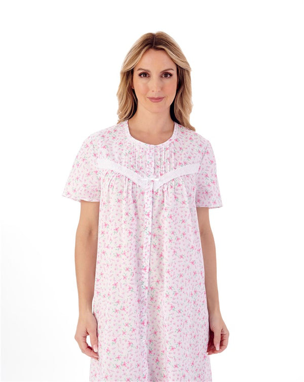 Slenderella Ditsy Floral Print 46" Button Through Woven Nightdress ND01208