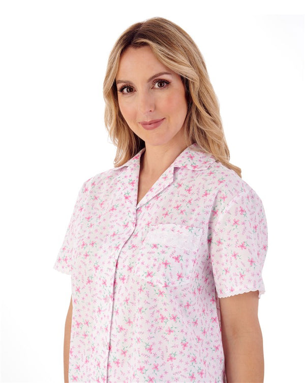 Slenderella Ditsy Floral Print Woven Tailored Pyjama Set PJ01209