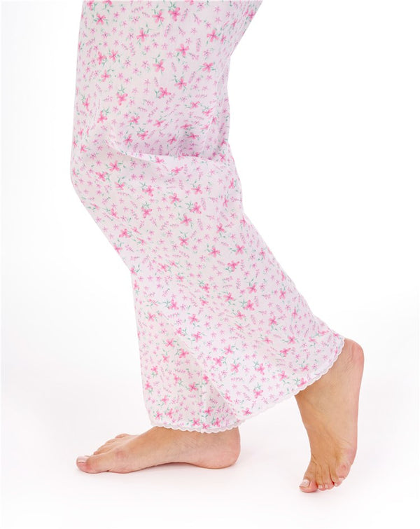 Slenderella Ditsy Floral Print Woven Tailored Pyjama Set PJ01209