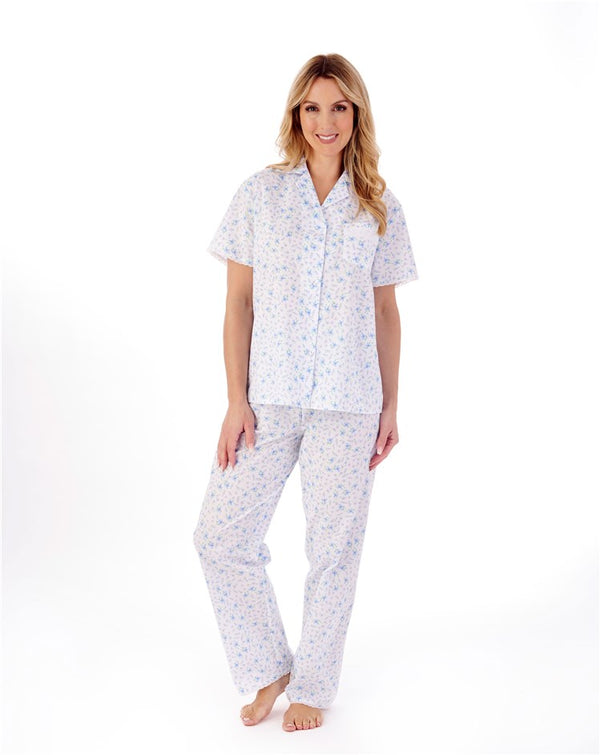 Slenderella Ditsy Floral Print Woven Tailored Pyjama Set PJ01209