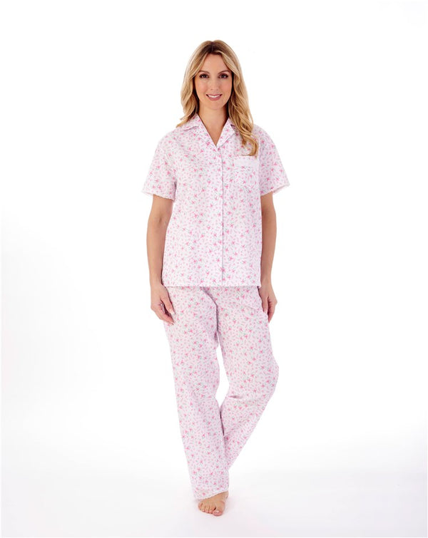 slenderella Ditsy Floral Print Woven Tailored Pyjama Set PJ01209