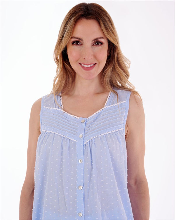 Slenderella Dobby Dot Button Through Woven Pyjama PJ77233