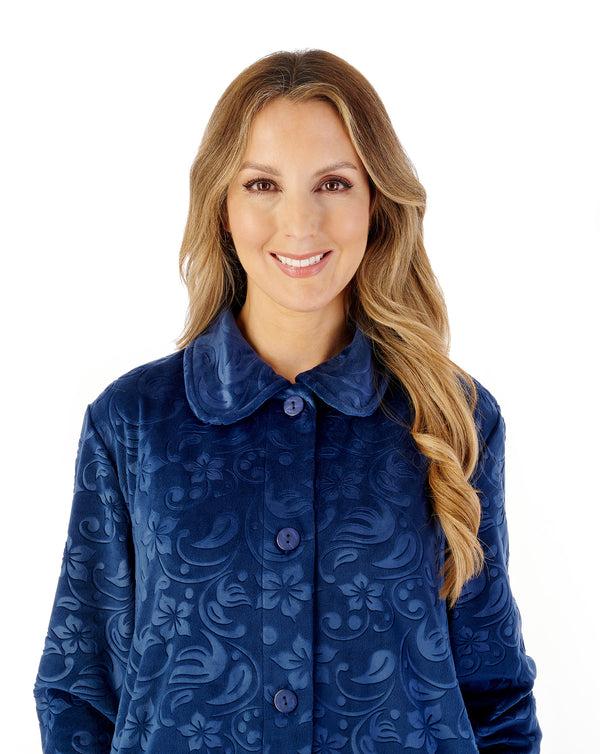 Slenderella Embossed Crystal Fleece 46" Button Through Housecoat HC08346