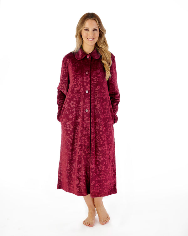 Slenderella Embossed Crystal Fleece 46" Button Through Housecoat HC08346