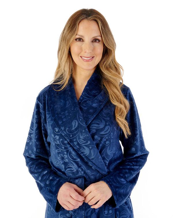 Slenderella Embossed Crystal Fleece 46" Shawl Collar Wrap HC08348