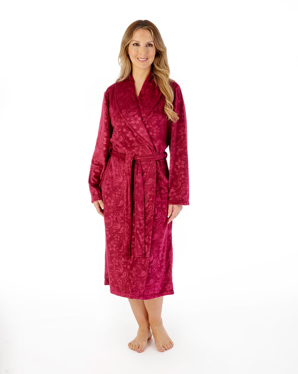 Slenderella Embossed Crystal Fleece 46" Shawl Collar Wrap HC08348