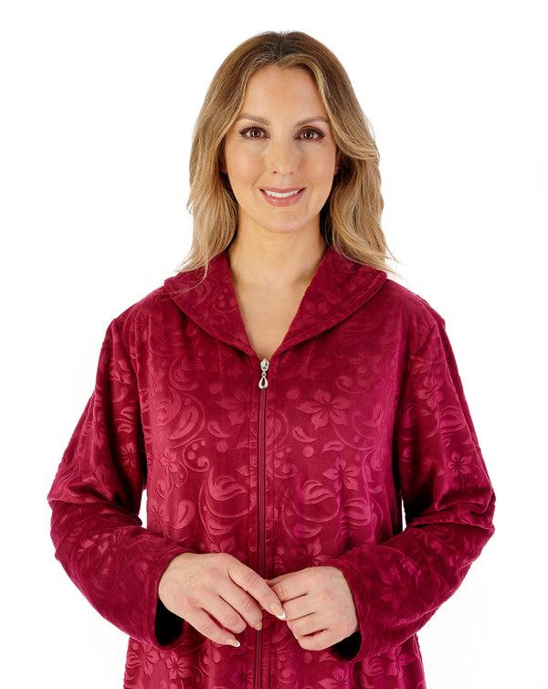 Slenderella Embossed Crystal Fleece 46" Zip Through Housecoat HC08347