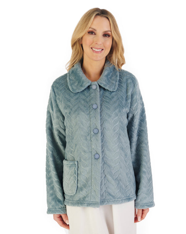 slenderella Embossed Pattern Fleece 25" Bedjacket BJ06315