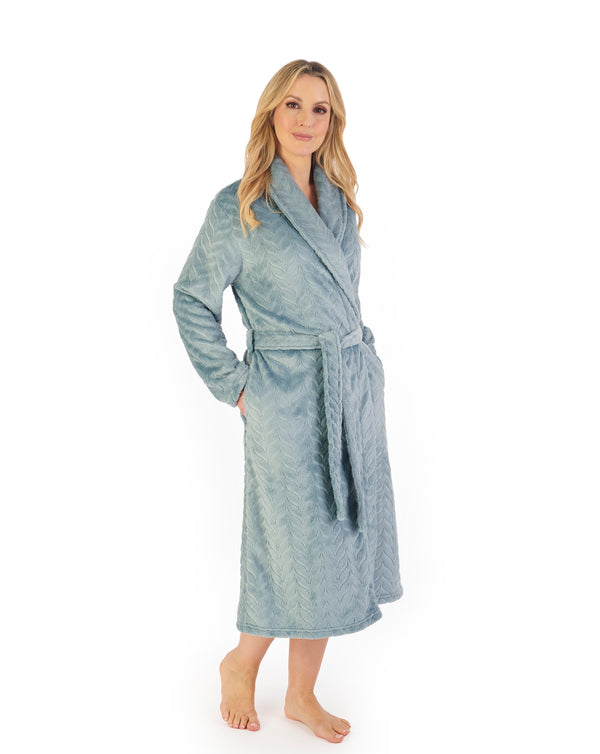 Slenderella Embossed Pattern Fleece 46" Shawl Collar Wrap HC06318