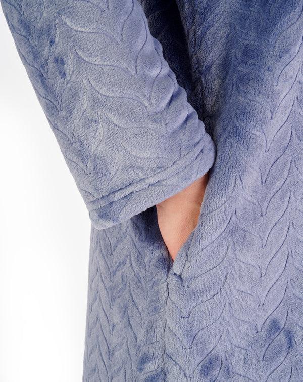 Slenderella Embossed Pattern Fleece 50" Zip Through Housecoat HC06317