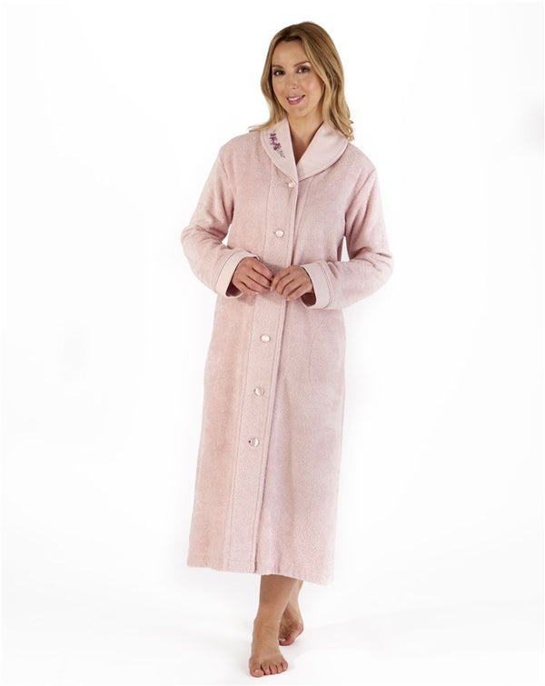 Slenderella Embroidered 46" Button Through Housecoat HC66356