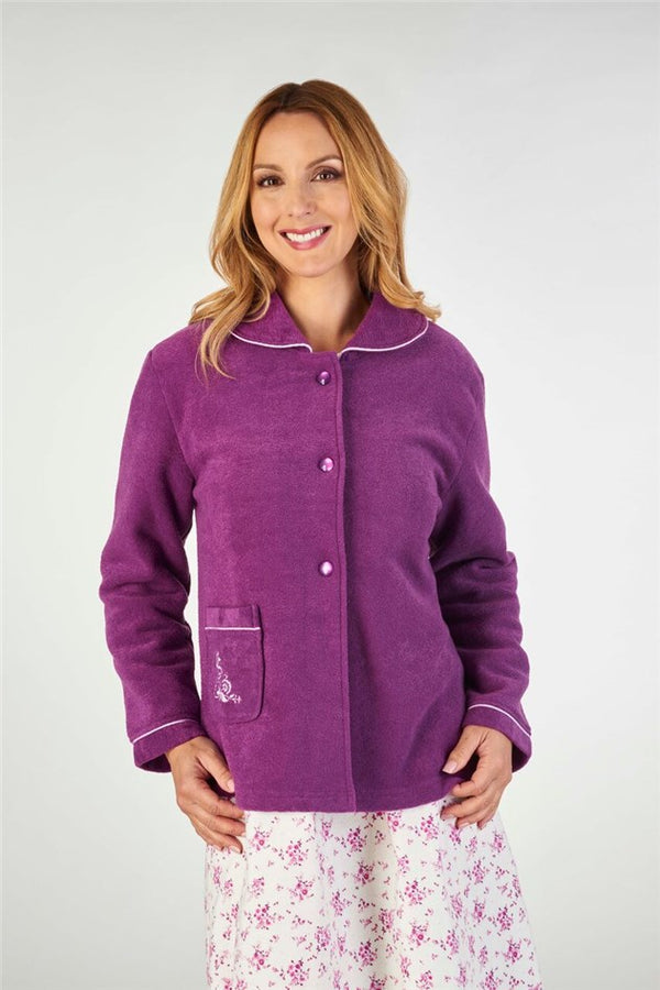 slenderella Embroidered Boucle Fleece 25" Bedjacket BJ2325