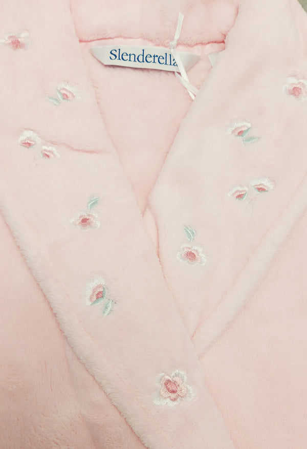 Slenderella Embroidered Coral Fleece 46" Shawl Collar Wrap HC8307