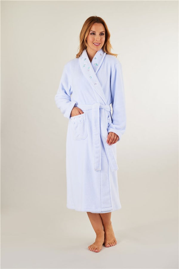 slenderella Embroidered Coral Fleece 46" Shawl Collar Wrap HC8307