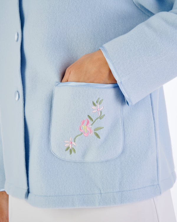 Slenderella Embroidered Polar Fleece Collar Style Bed Jacket BJ44601