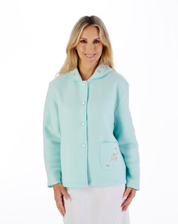 Slenderella Embroidered Polar Fleece Collar Style Bed Jacket BJ44601