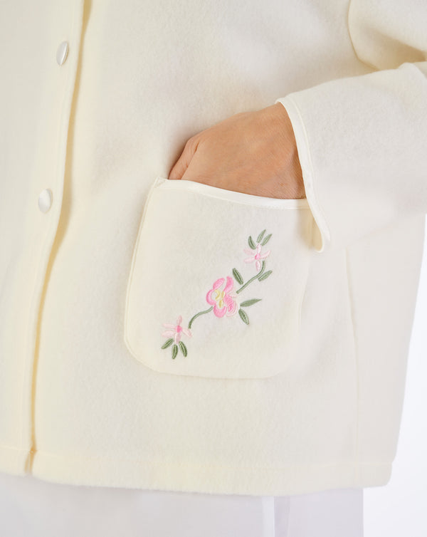 Slenderella Embroidered Polar Fleece Collar Style Bed Jacket BJ44601