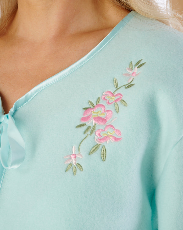 Slenderella Embroidered Polar Fleece Ribbon Tie Bed Jacket BJ44600