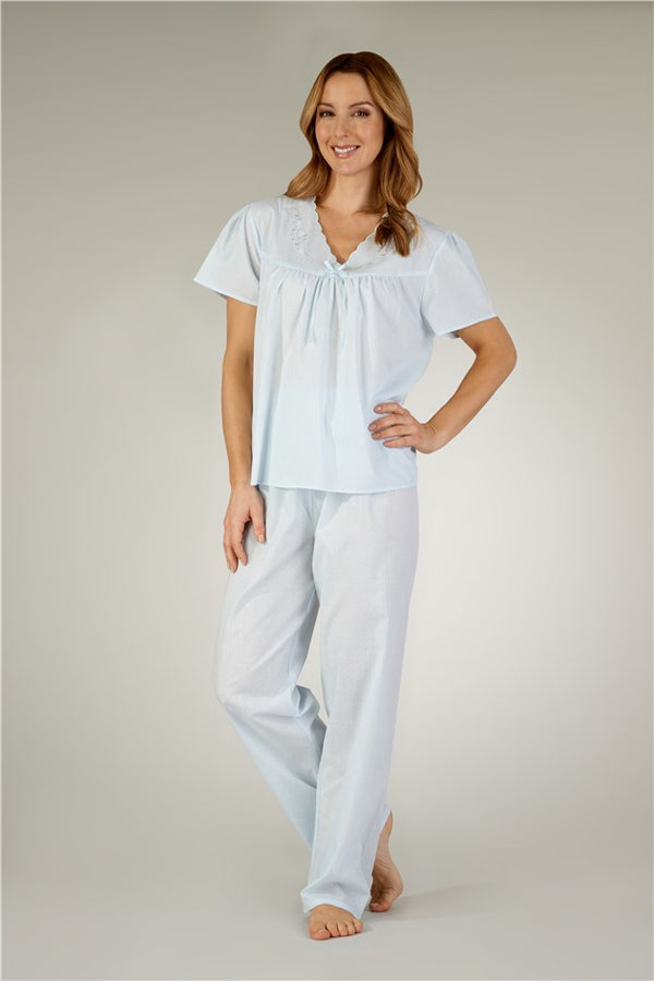 Slenderella Embroidered Spot Print Woven Pyjama PJ3203