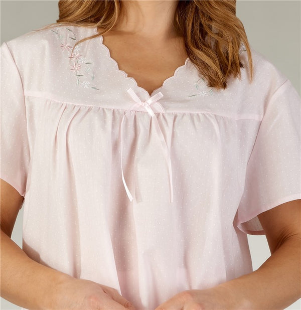 Slenderella Embroidered Spot Print Woven Pyjama PJ3203