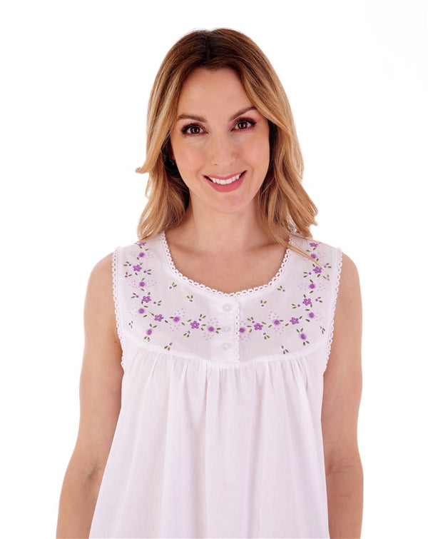Slenderella Embroidered Yoke 40" Woven Nightdress ND3272