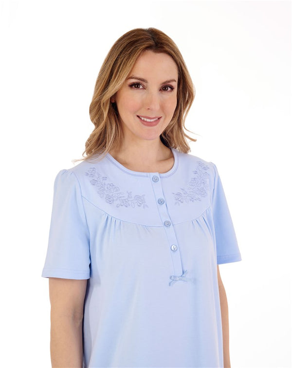 Slenderella Embroidered Yoke 42" Interlock Jersey Nightdress ND88120