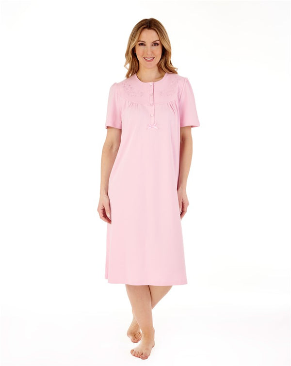 Slenderella Embroidered Yoke 42" Interlock Jersey Nightdress ND88120