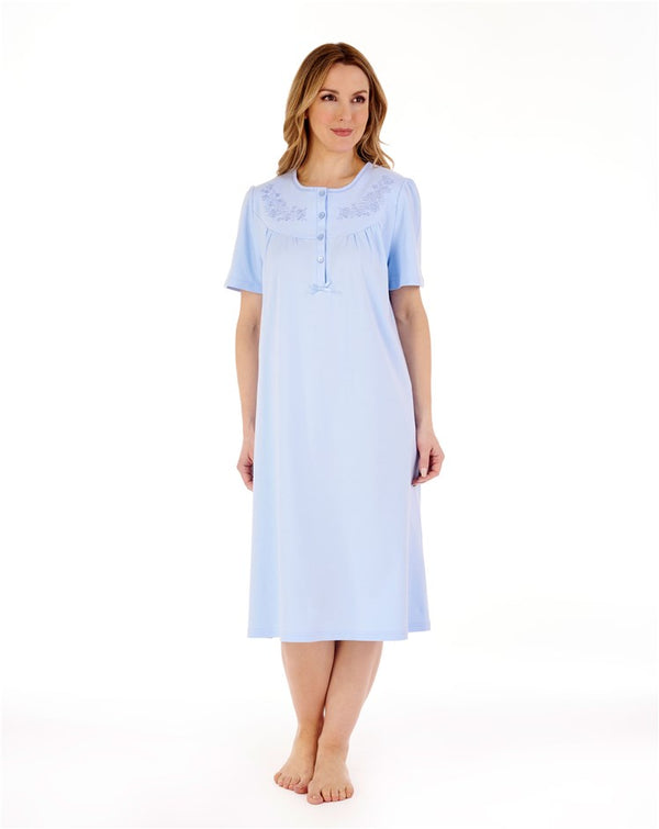 slenderella Embroidered Yoke 42" Interlock Jersey Nightdress ND88120
