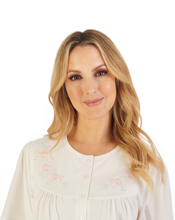Slenderella Embroidered Yoke 45" Jersey Nightdress ND06121