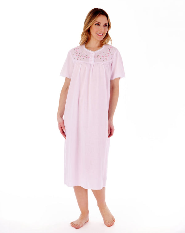slenderella Embroidered Yoke 45" Woven Nightdress ND3270