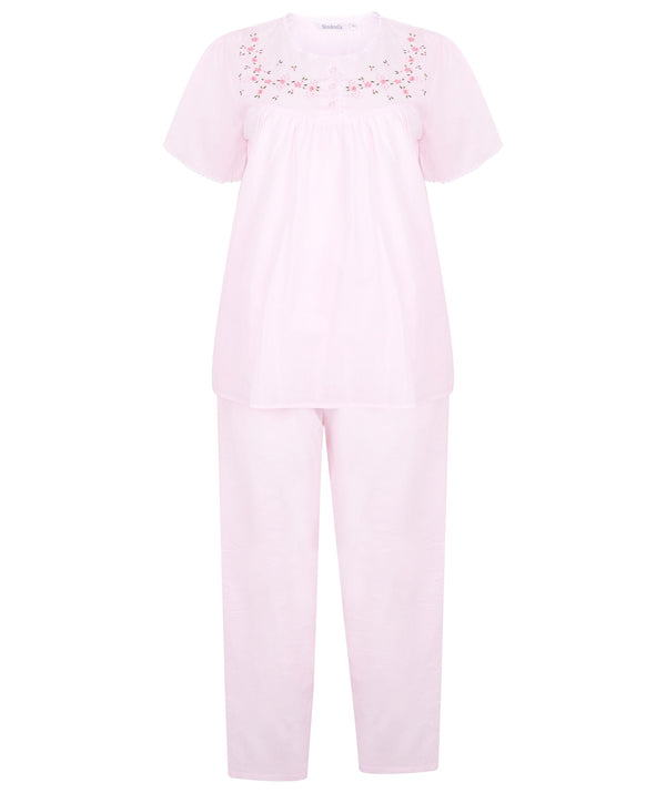 Slenderella Embroidered Yoke Woven Pyjama Set PJ3271
