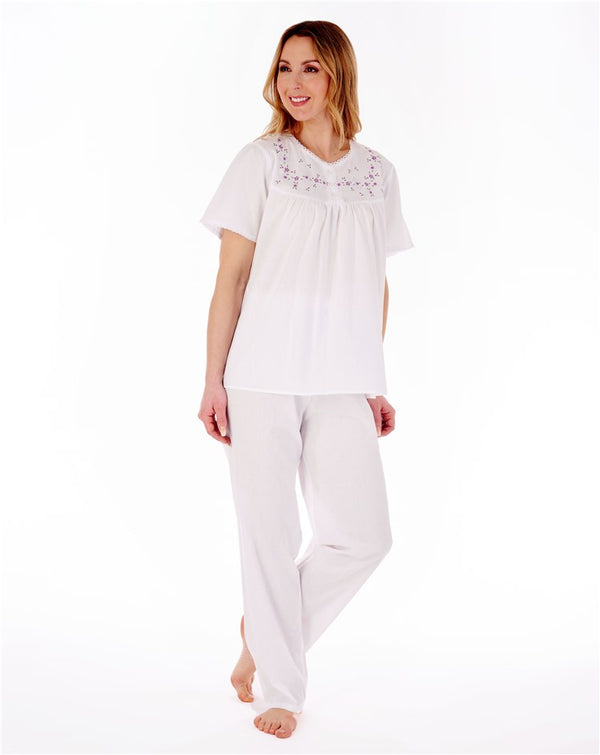 slenderella Embroidered Yoke Woven Pyjama Set PJ3271