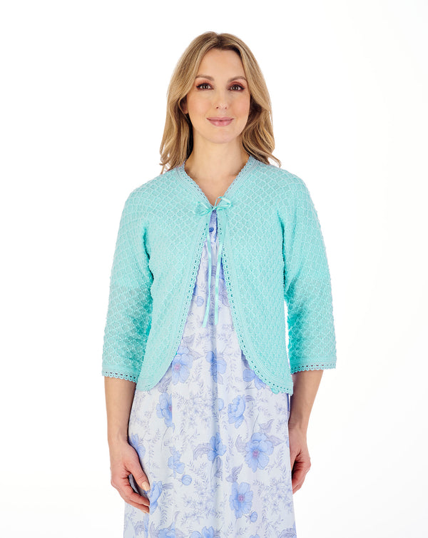 Slenderella Fancy Knit Ribbon Tie Bedjacket BJ44610