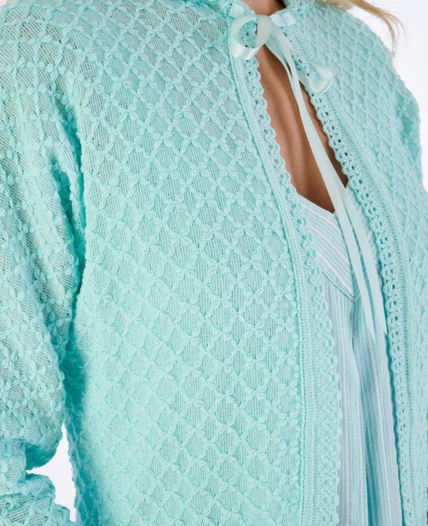 Slenderella Fancy Knit Ribbon Tie Peter Pan Collar Bedjacket BJ44611