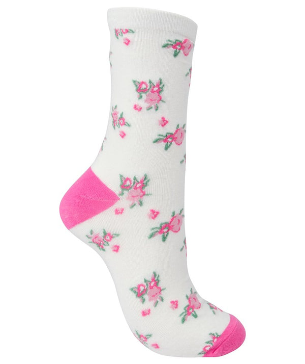 Slenderella Floral And Solid Colour Sock (2 Pair Pack) LS176
