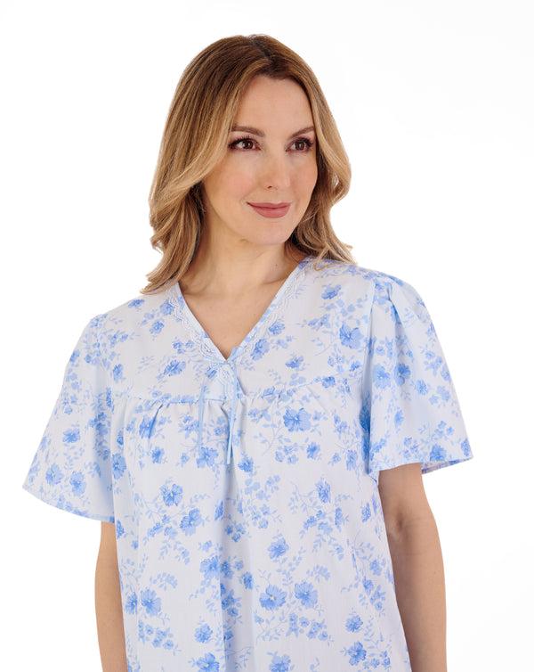 Slenderella Floral Brushed 42" Open Back Woven Nightdress ND88204