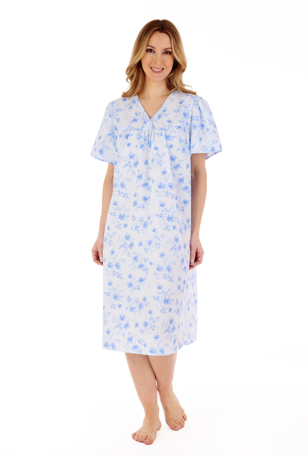 slenderella Floral Brushed 42" Open Back Woven Nightdress ND88204