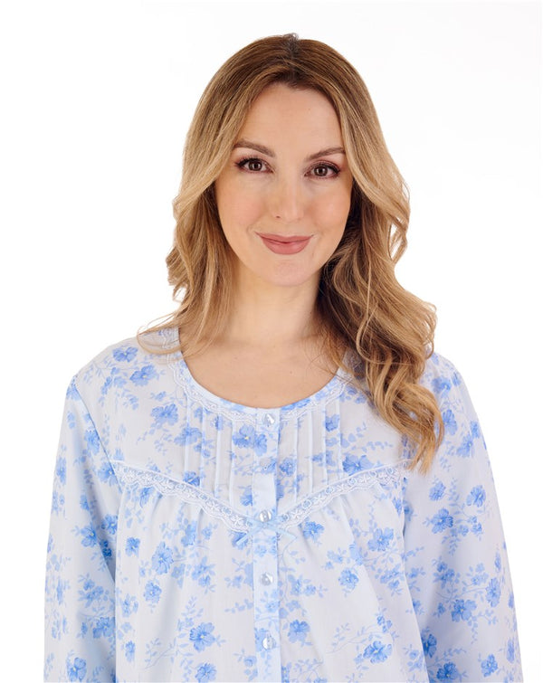 Slenderella Floral Brushed 45" Button Through Woven Nightdress ND88202