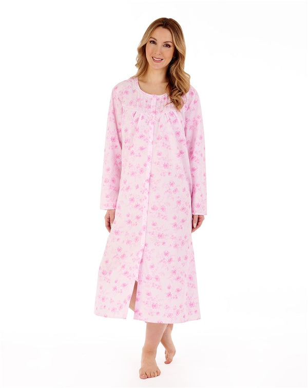 slenderella Floral Brushed 45" Button Through Woven Nightdress ND88202