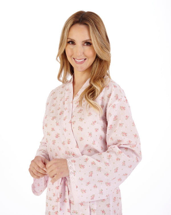 Slenderella Floral Dobby Spot 45" Woven Kimono Wrap HC05214