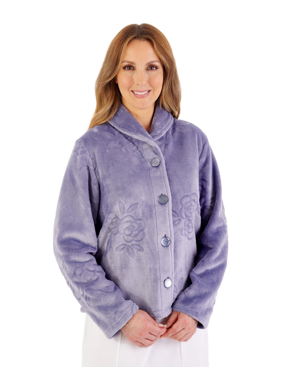 Slenderella Floral Embossed Fleece Bedjacket BJ08315