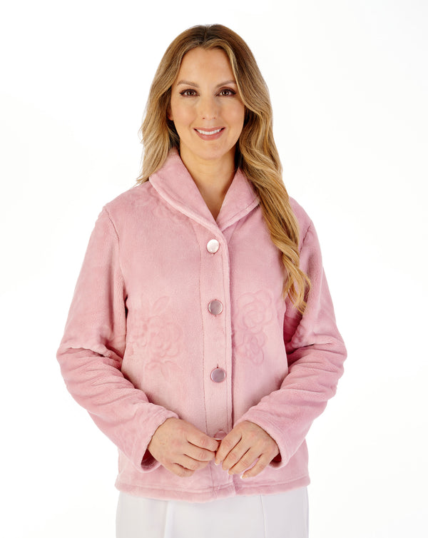 Slenderella Floral Embossed Fleece Bedjacket BJ08315