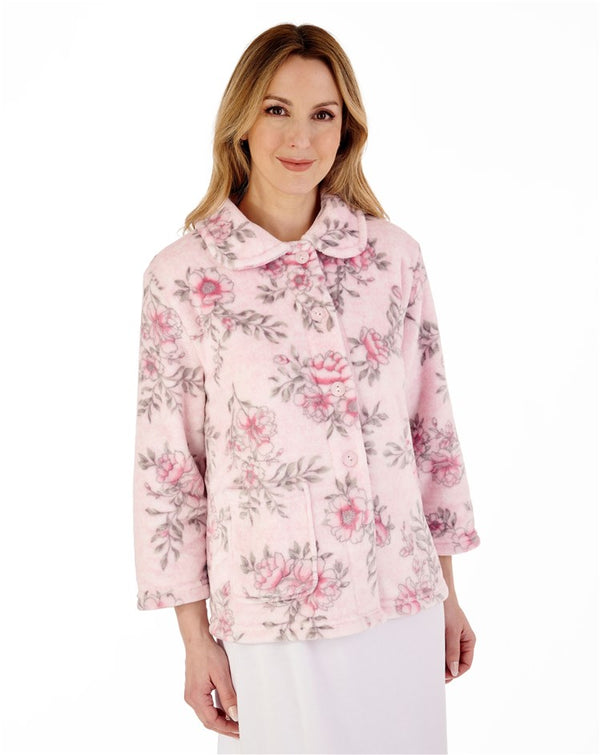 Slenderella Floral Flannel Fleece 25" Bedjacket BJ88310