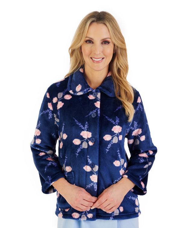 slenderella Floral Flannel Fleece Button Through Bedjacket BJ06310