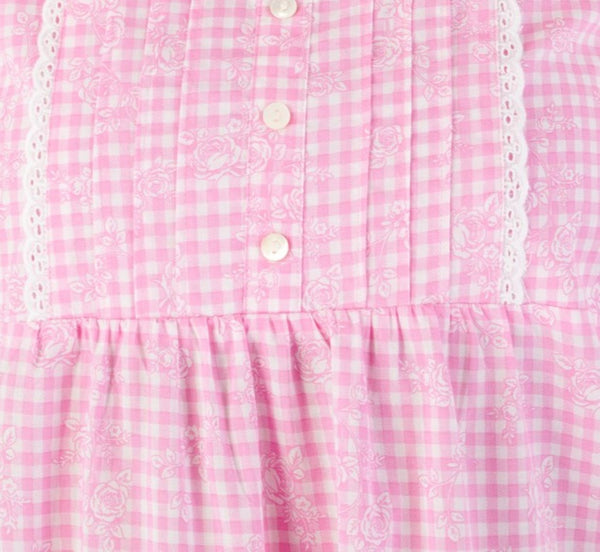 Slenderella Floral Gingham Print 38" Woven Chemise ND03210