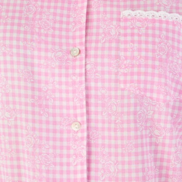 Slenderella Floral Gingham Print Tailored Woven Pyjama PJ03213