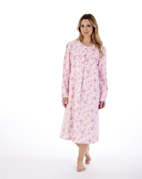 Slenderella Floral Luxury Flannel 43" Brushed Woven Nightdress ND02210