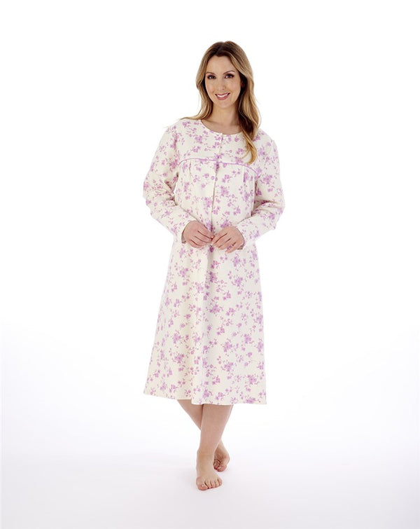 slenderella Floral Luxury Flannel 43" Brushed Woven Nightdress ND02210