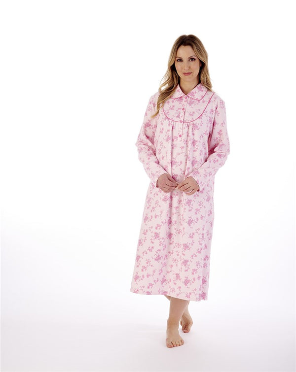 slenderella Floral Luxury Flannel 45" Brushed Woven Nightdress ND02211